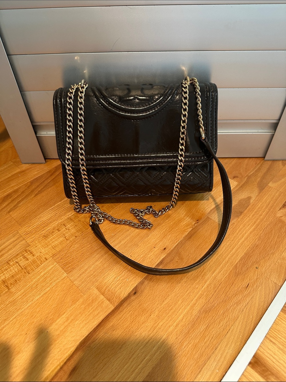 Tory Burch chocolate brown leather two way bag no flaws used once